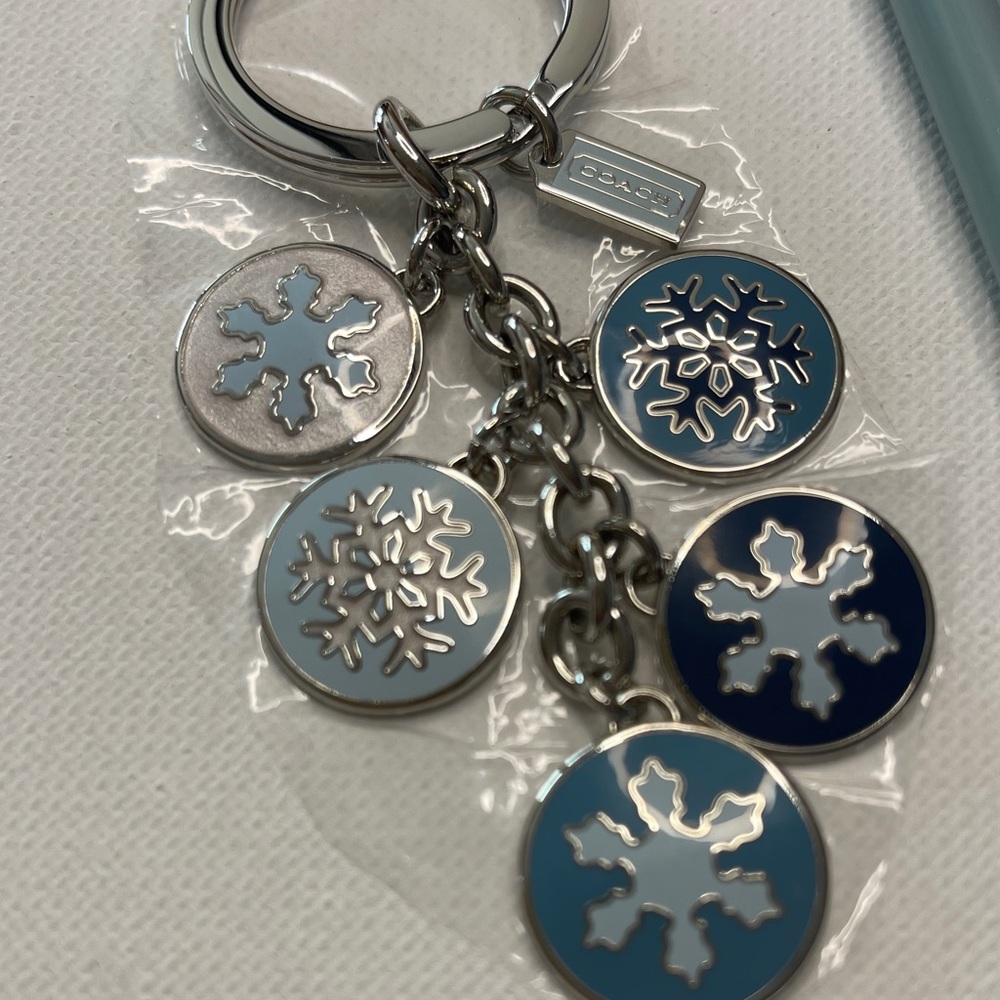 Coach Silver and Blue Snowflake Keychain with a Blue Coach Pen - Picture 2 of 4